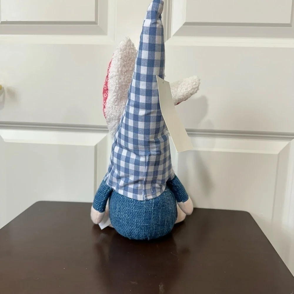 Easter Blue and White Plaid Bunny Gnome